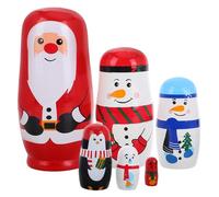 Abaodam 6-layer Wooden Christmas Russian Nesting Doll Set Snowman Matryoshka Decorative 7x7x14.5cm Household Wood Craft Desktop Adornments and Adults