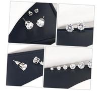 Abaodam 6 Pairs Zircon Ear Earrings Set for Women Micro Paved Zirconia 3mm to 8mm Studs Elegant Charming Dangle Free Ear Jewelry Collection