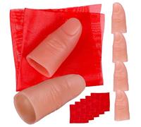 Abaodam 6 Sets Magician Trick Props Fake Thumb Tips High Simulation Silk Scarves Simulation Finger Cots for Stage Performance Party Wedding Close-up Illusions