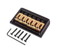 Abaodam 6 String Black Copper Hardtail Fixed Bridge for Electric Guitar Replacement Fully Adjustable Height and Intonation Saddles Top-loading Design with Mounting Screws and Wrench