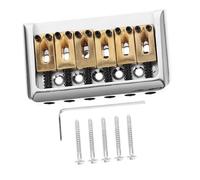 Abaodam 6 String Golden Fixed Bridge Set for Electric Guitar String Hard Tail Replacement with Wrench Screws Durable Material for Easy Installation Fully Saddles for Intonation Height