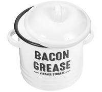 Abaodam 600ml Bacon Grease Container Soup Pot White Enamel Large Capacity Keeps Content Dry and Fresh Home Kitchenware