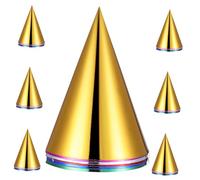 Abaodam 60Pcs Metallic Paper Cone Birthday Hats for Elastic Strings Lightweight Party Crowns in Gold Silver Green Blue Red Sparkling Foil Headwear for Birthday Celebrations and Party