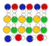 Abaodam 60pcs Round Metal Key Tags with Paper Labels Easy Attachment and Versatile Usage Key Discs for Home Office Luggage Backpack Or Car
