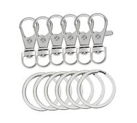 Abaodam 60pcs Zinc Alloy Dog Buckle Key Rings, 25mm Silver Flat Rings Metal Buckles for Diy Keychain Accessories, Bag Hardware for Craft Projects and Handbag Repair