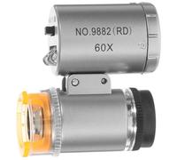 Abaodam 60x Portable Hand Microscope with 3 LED Lights Gray Mini Jewelry Magnifier Loupe for Coin Antique Textile Verification Adults Crafting