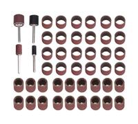 Abaodam 64Pcs PET Manicure Sandpaper Ring Set for Small Pets and DIY Use | Brown Abrasive Paper, High Speed Sanding and Polishing, Includes 3.17mm Connectors and Mixed Grit Rings