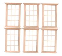 Abaodam 6pcs 1/12 Scale Mini Wooden Dollhouse Window Frames with Twelve-grid Design, Miniature DIY Doll Furniture Accessories for Tiny House Decor and Model