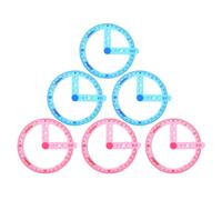 Abaodam 6pcs 360 Degree Protractor Set for School Students, Plastic Circle Protractor Drafting Tool with Blue and Pink Colors, Portable Measuring Ruler for Math and Geometry Classroom Use