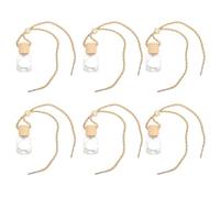 Abaodam 6pcs 8ml Wooden Car Hanging Perfume Bottles Empty Glass Car Air Freshener Diffuser Pendants for Interior Decoration and Aromatherapy