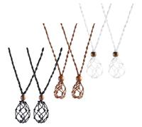 Abaodam 6pcs Adjustable Retro Woven Necklace Pendant Holders, Hand-woven Crystal Cage Necklaces Set with Brown, White, Black Nets for DIY Jewelry Making and Craft Accessories