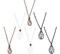 Abaodam 6pcs Adjustable Woven Net Pendant Necklace DIY Crystal Cage Holders Set Brown White Black Cord Accessories for Handmade Jewelry Craft