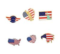 Abaodam 6pcs Alloy Brooch American Flag Pin Clothes Decor Accessory Fashion Delicate American Flag Pattern Design and Graceful Look, Can Be Easily Clipped and Will Not Fade Easily,