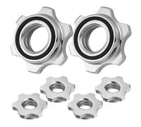 Abaodam 6pcs Barbell Pole Collar Nuts Made of Cast Iron with Easy Installation and Versatility, Silver Anti-slip Self-locking Barbell Locking Nuts for Strength
