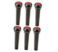 Abaodam 6pcs Black Guitar Bridge Pins Red Cat’s Eye Inlay, Plastic String Fasteners for Acoustic Guitars, Replacement Bridge Pegs Suitable for String Repair and Upgrade