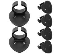 Abaodam 6pcs Black Microphone Wall Mount Holder Set with Mic Anti-rolling Rings and Heart-shaped Clips for Microphone Stand Accessories, Suitable for Live Sound and Studio Use