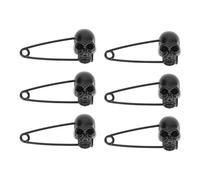 Abaodam 6pcs Black Skull Brooch Pins Safety Pin Set for Halloween Costume Accessories, Multi-use Collar and Scarf Decoration, Gothic Punk Jewelry for Women