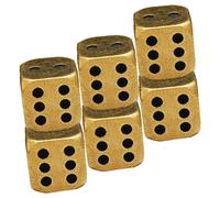 Abaodam 6Pcs Brass Dice Set 6-Sided Solid Metal Dice with Rounded Corners Vintage Rustic Finish for Board Gaming, Role Playing Games, and Math Teaching Tools