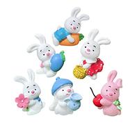 Abaodam 6Pcs Bunny Cake Topper Adorable Rabbit Figurines for Easter Cake Decorations for Cupcakes DIY Crafts Premium Miniature Ornaments Unique Home Decor