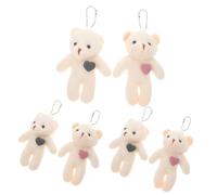 Abaodam 6pcs Cartoon Bear Keychain Lightweight Plush Pendant for Bags and Keys Cute Mini Stuffed Animal Hanging Charm Gift for Women