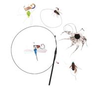 Abaodam 6pcs Cat Teaser Wand Replacement Heads Set, Realistic Insect Refills Including Dragonfly, Spider, Mosquito with Steel Rod, Interactive Cat Accessories for Kitten Play and Exercise