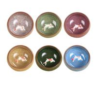 Abaodam 6pcs Ceramic Fish Tea Cup Set Creative Delicate Fish Pattern Heat Insulation Unique Appearance Elegant Design for Restaurant and Office Use