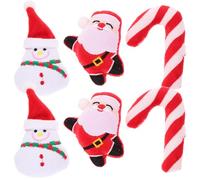 Abaodam 6pcs Christmas Catnip Cartoon Shaped Cat Plush Xmas Themed Shapes Including Cane Santa Claus Snowman Encourage Natural Instinct Keep Cats Active and Happy for Christmas