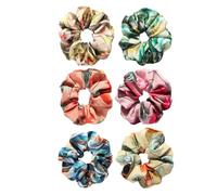 Abaodam 6pcs Elastic Hair Ties Ponytail Holder Ties French-style Floral 3d Printing Cloth Rubber Practical Detailed Patterns Women Daily Life