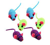 Abaodam 6pcs Elastic Rope Mouse Cat Teaser Interactive Avoid Scratching Furniture Mouse Shape 4.72x1.38x1.38 Inch Office Front Door for Cats Kittens Random Color