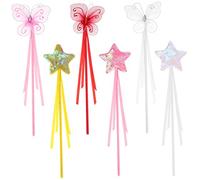 Abaodam 6Pcs Fairy Wands for Five Pointed Star Safe Lightweight Props for Dress Up Parties Cosplay and Stage Performances