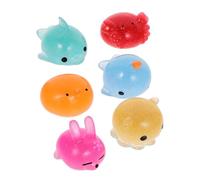Abaodam 6pcs Glitter Animal Squeeze Soft Sensory Fidget for Anxiety Relief Birthday Party Favors with Cute Rabbit Octopus Whale Dolphin Crab Chick Designs