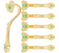 Abaodam 6pcs Golden Alloy Ruyi Ornament Set with Delicate Design for Household Desktop Decoration and Study, Artistic Value Fengshui Sculptures Home Decor Ornament