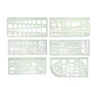 Abaodam 6pcs Green Plastic Geometric Ruler Templates Set for School Learning and Network Technique, Featuring Fractional Measurement and Paint Geometric Patterns, Including Circle,