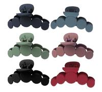 Abaodam 6pcs Hair Claw Clips Plastic Ponytail Holders Lightweight Non-slip Jaw Clips for Women Bathing Styling Accessories in Green Black Navy Burgundy Dark Grey Pink