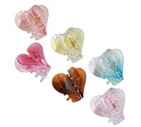 Abaodam 6pcs Hair Jaw Clips for Women Non-slip Plastic Hair Claws with Heart Shape Beautiful Appearance for Bathroom and Eating Style