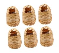 Abaodam 6Pcs Hand-woven Bamboo Bird Nest with Hooks Outdoor Bird Shelter for Garden and Porch Decoration