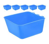 Abaodam 6pcs Hanging Pet Water Cups for Small Animals and Birds, Blue Pe Bird Cage Feeding Bowls Easy Removal and Hanging Design, Suitable for Rabbits, Chickens, and Coop Feeders