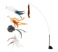 Abaodam 6Pcs Interactive Teasing Wands for Cats Funny Teasing with Bell Self Play Pet Teaser Sticks to Activate Hunting Instincts Durable Cat for Indoor Play