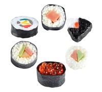 Abaodam 6Pcs Japanese Artificial Sushi Model Set, Realistic Simulation Rice Rolls and Onigiri Play Food for , Lifelike Fake Sushi for Pretend Kitchen Play and Educational Use