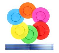 Abaodam 6pcs Juggling Spinning Plates with Sticks Set for Circus Acrobatic Performance Balanced Safety Prop for Stage Shows Holiday Carnival Party Entertainment Equipment