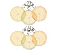 Abaodam 6Pcs Lemon Slice Keychain Set - Colorful Fruit Bag Charms with Purse and Car Key Pendant - Decorative Food-Themed Key Rings for Daily Use and Party Accessories
