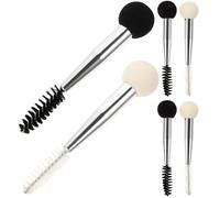 Abaodam 6pcs Makeup Sponge Brush Double Head Brush Makeup Applicators with Double Side Design Aluminum Handle for Brushing Eyelashes and Applying Concealer, Assorted Color