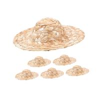 Abaodam 6PCS Mini Woven Straw Hats for Crafts Small Dollhouse Sombrero Caps Lightweight Cowboy Style Accessories for Dolls and Small Pets DIY Decorations