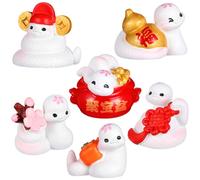 Abaodam 6pcs Miniature Resin Snake Figurines for Garden Moss Landscape and Bonsai Ornament, Tiny Year of The Snake Statues for Desktop and Car Decoration