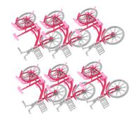 Abaodam 6pcs Pink Miniature Doll Bike Lightweight Retro Bicycle Model for Dollhouse Decor Compatible with Various Doll Eye Catching Vibrant Pink DIY Accessory