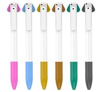 Abaodam 6pcs Plastic Ballpoint Pens with Dog Character Design, Smooth Writing Accessory with Fine Point and Comfortable Pen Holder, for Daily Use and Office Supplies