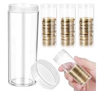 Abaodam 6pcs Plastic Coin Storage Tubes round Abs Lightweight Convenient Storage Protective Tubes for Coin Collection Suitable for Outdoor Activities and Travel