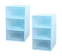 Abaodam 6pcs Plastic Creative Shoes Box with Drawer-type Design and Visual Window, Simple Design in Blue, for Wardrobe Shoe Storage Organiser