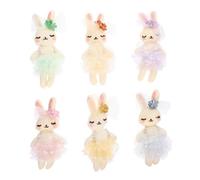 Abaodam 6pcs Plush Bunny Dolls DIY Supplies Soft Stuffed Rabbit Ornaments for Clothing Decor Easter Craft Project Fabric