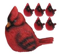 Abaodam 6pcs Red Bird Figurine Resin Desktop Decor for Mini Garden Display